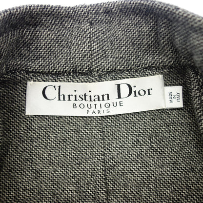 美品◆クリスチャン ディオール ノーカラージャケット ウール レディース グレー サイズ36  Christian Dior【AFB12】