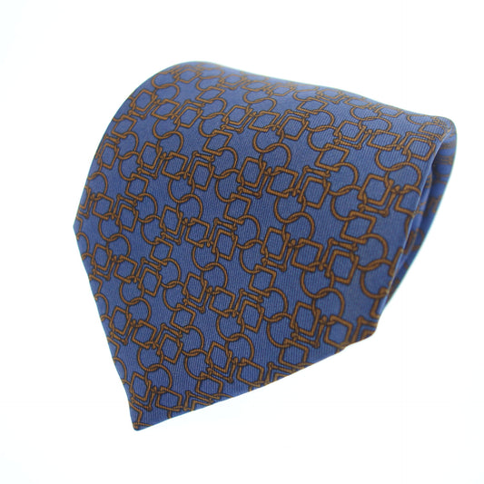 Hermes tie all over pattern 100% silk blue HERMES [AFI7] 