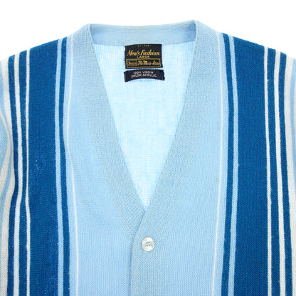 Used Sears Knit Cardigan Striped Wool Vintage Men's Blue Size L Sears [AFB6] 