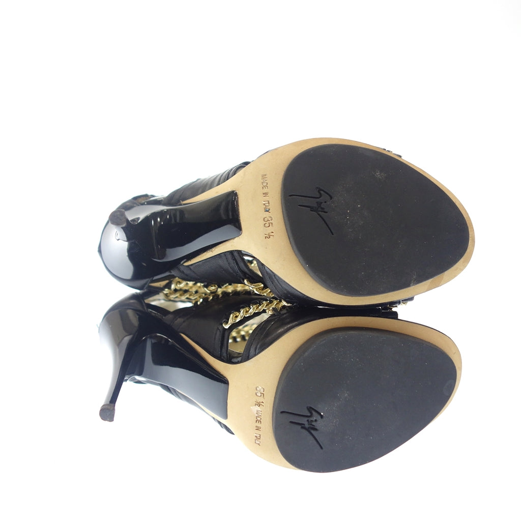 Used Giuseppe Zanotti Leather Heel Pumps Sandals Chain Ladies 35.5 Black Giuseppe Zanotti [AFC5] 
