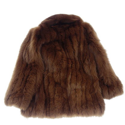 Good condition◆No brand fox fur half coat size 6 brown ladies [AFF21] 