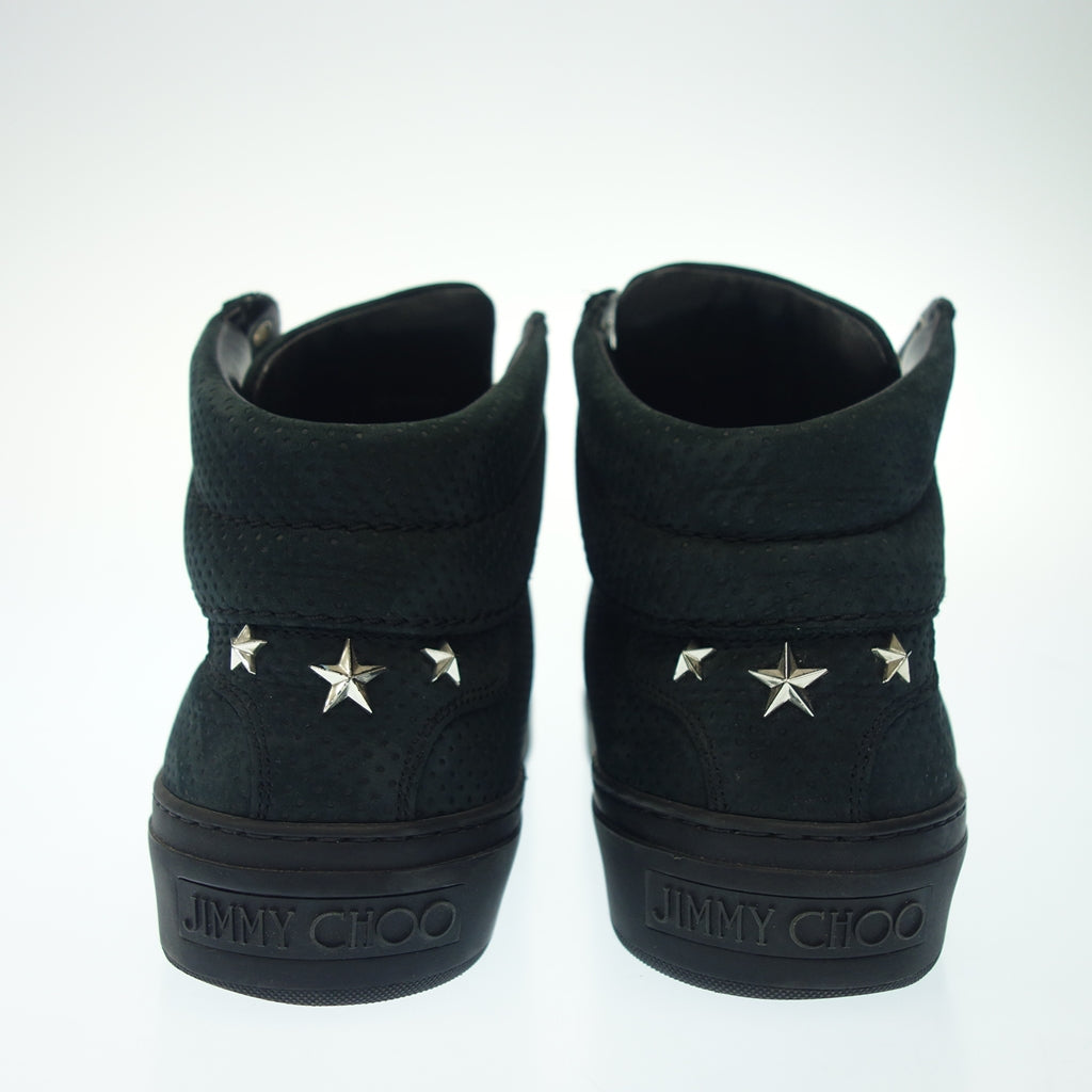 Good Condition◆JIMMY CHOO Sneakers High Cut Star Studs Punching Made in Italy Men's 39 Black JIMMY CHOO [AFC47] 