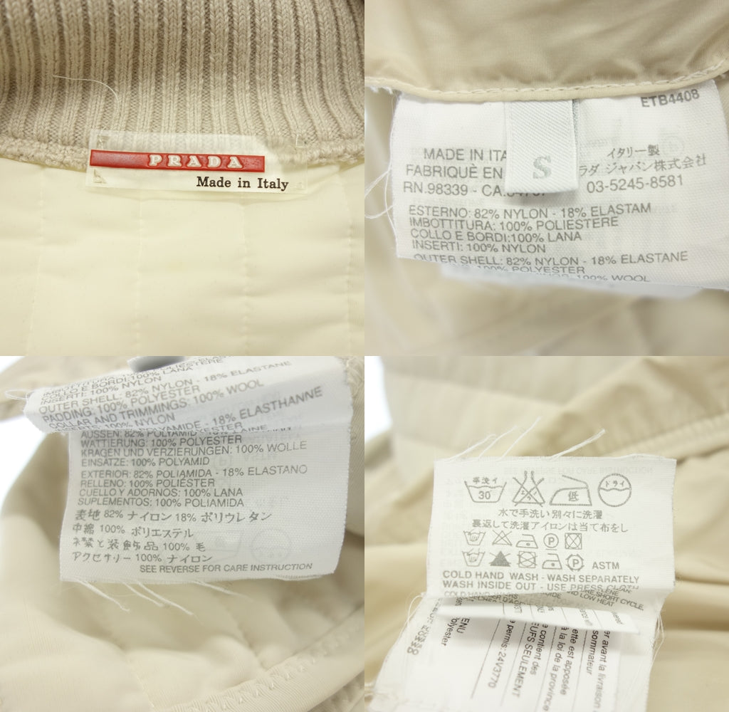 Used ◆Prada zip up jacket knit switching ladies beige size S PRADA [AFB23] 