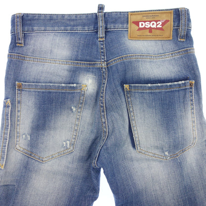 美品◆ディースクエアード デニムパンツ ジーンズ ダメージ加工 Skater Jean S71LB0456 青 メンズ サイズ42 DSQUARED2【AFB47】