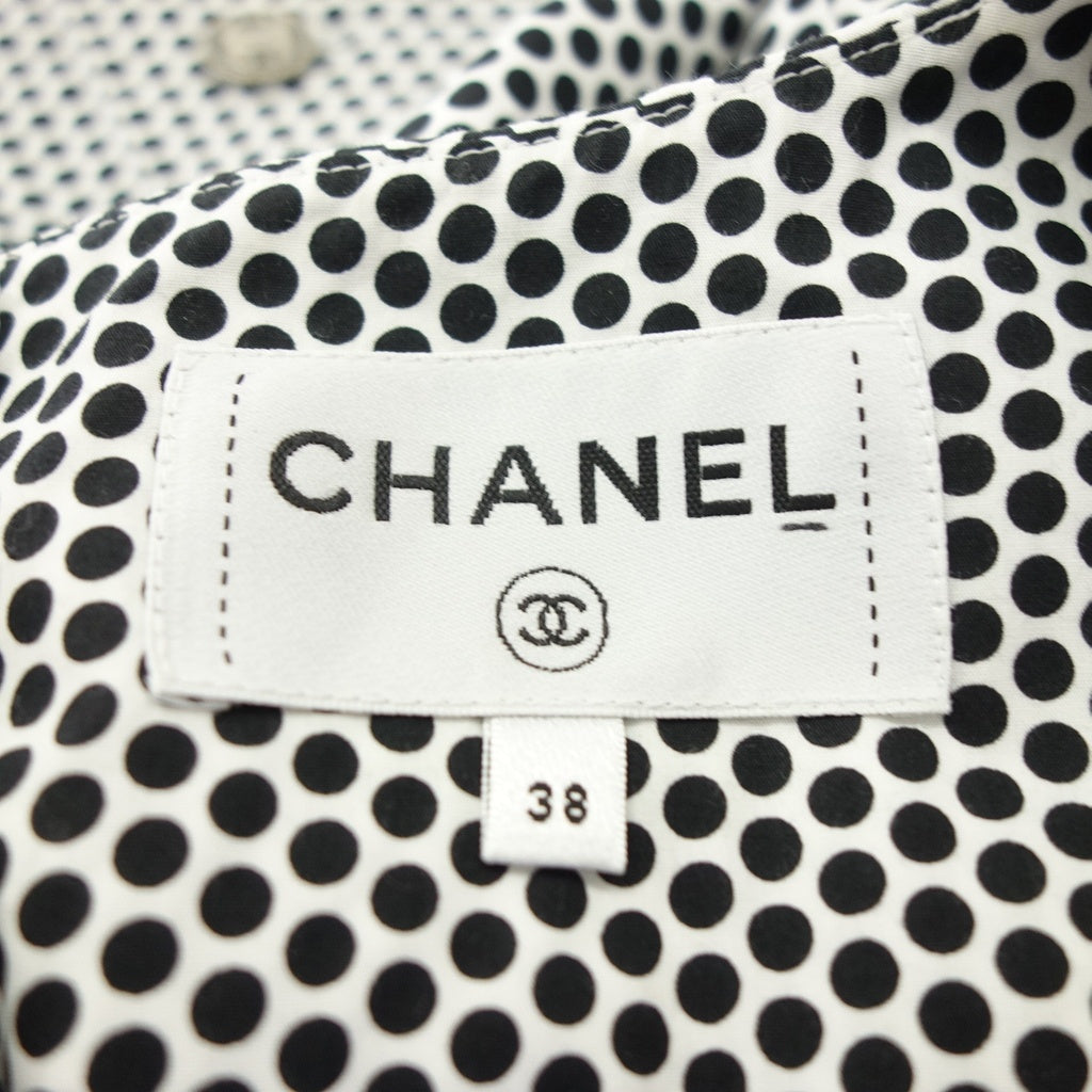 Like new◆CHANEL cut and sew P60228 here mark CC logo button dot ladies white, black size 38 CHANEL [AFB54] 