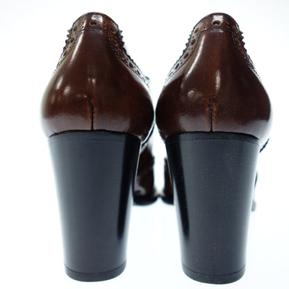 Very good condition ◆ Church's Leather Pumps Heel Wing Tip Ladies 39.5 Brown Church's [LA] 