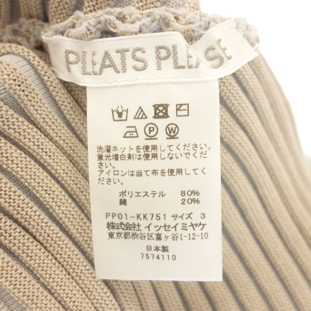 美品◆プリーツプリーズ イッセイミヤケ ニット PP01KK751 チラチラ アシンメトリー レディース グレー サイズ3 PLEATS PLEASE ISSEY MIYAKE CHIRA CHIRA【AFB24】