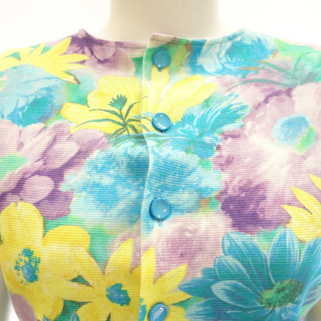 Good Condition◆Christian Dior Setup Botanical Short Sleeve Dress &amp; Short Jacket Size 9 Floral Pattern Multicolor Christian Dior [AFB19] 