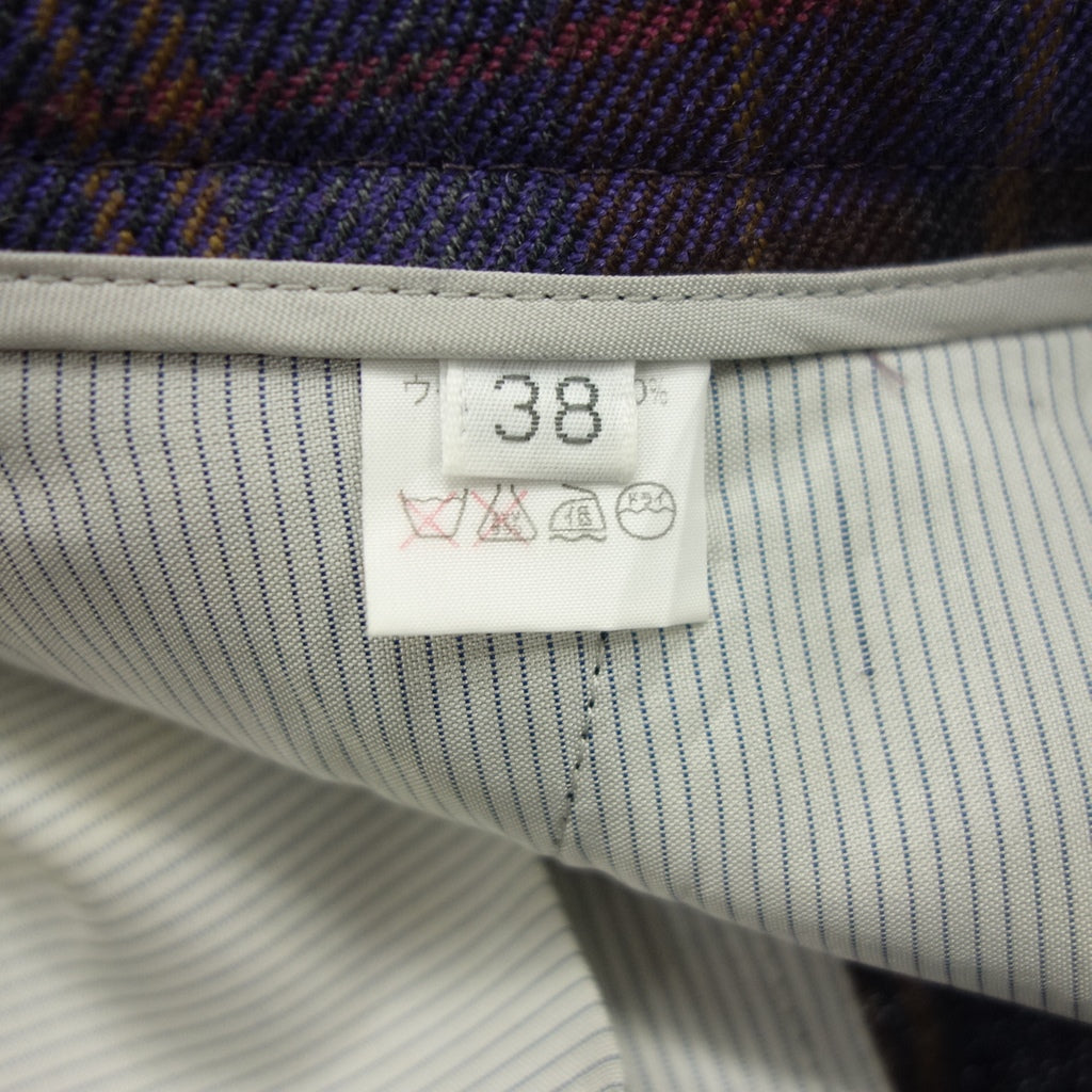 Very good condition◆Incotex slacks check wool men's purple 38 INCOTEX [AFB46] 