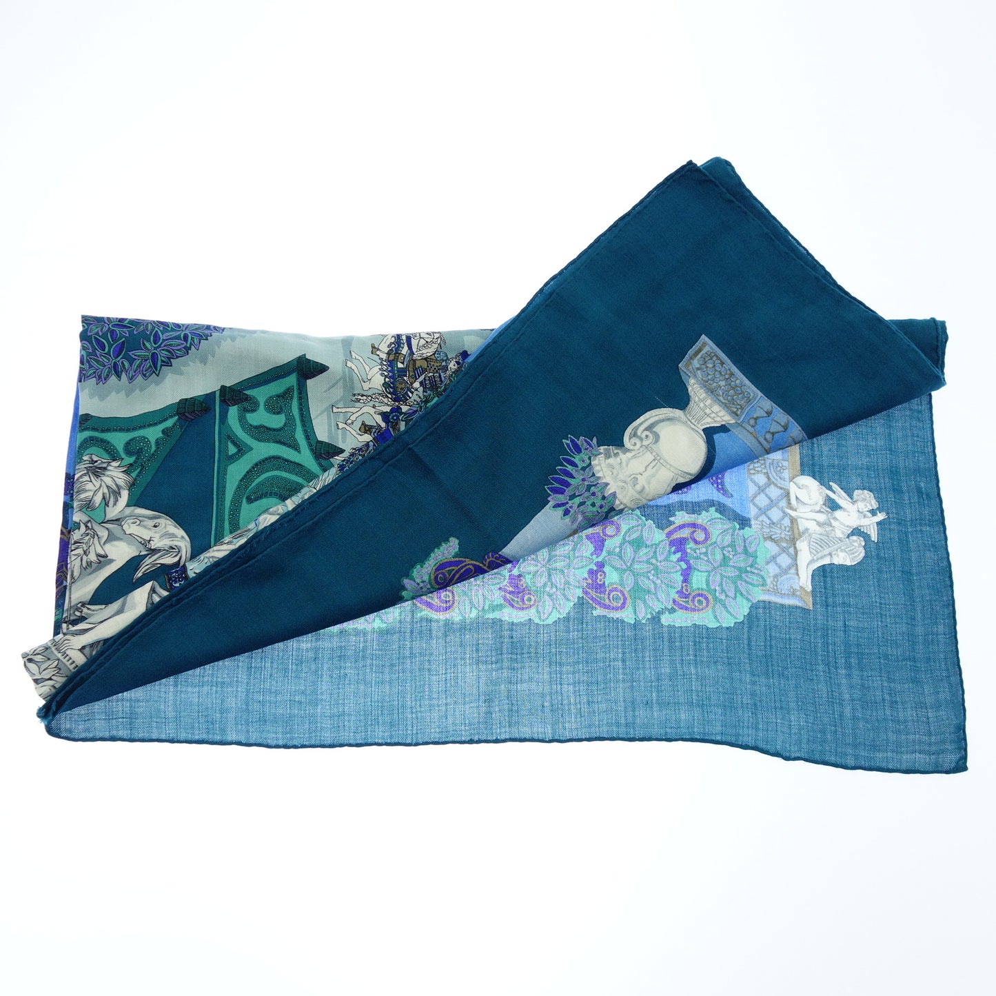 Hermes Carre 140 Scarf LE PARADIS DU ROY King's Paradise Women's Blue HERMES [AFI12] [Used] 