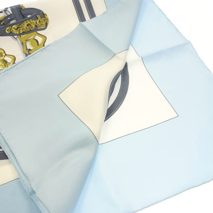 Good Condition◆Hermes Carre 90 Scarf Silk BRIDES de GALA Ceremony Bridle Light Blue Box Included HERMES [AFI23] 