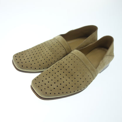 Good condition ◆Louis Vuitton leather loafer suede punching men's 6h beige LOUIS VUITTION [AFD5] 