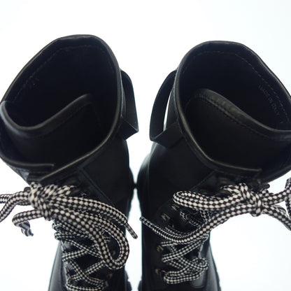 状况良好 ◆ 普拉达长靴工程师靴子系带女士黑色皮革尼龙尺寸 35.5 PRADA [AFC17] 