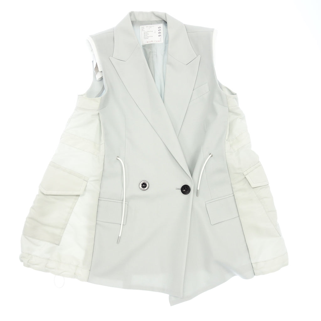 Good Condition◆Sacai Nylon Docking Tailored Vest 22-05955 Women's Size 2 Light Blue Sacai [AFB23] 