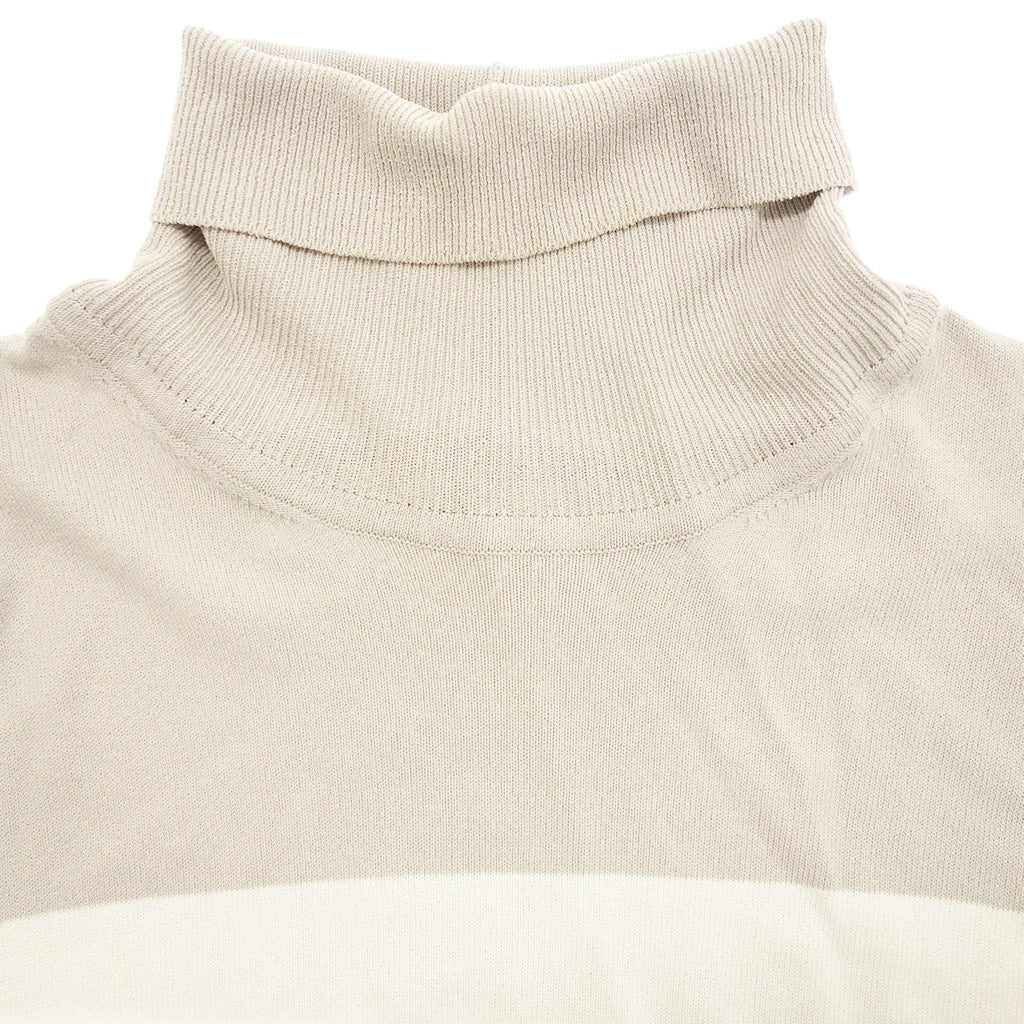 Used ◆Hermes knit sweater high neck bicolor ladies ME beige HERMES [AFB1] 