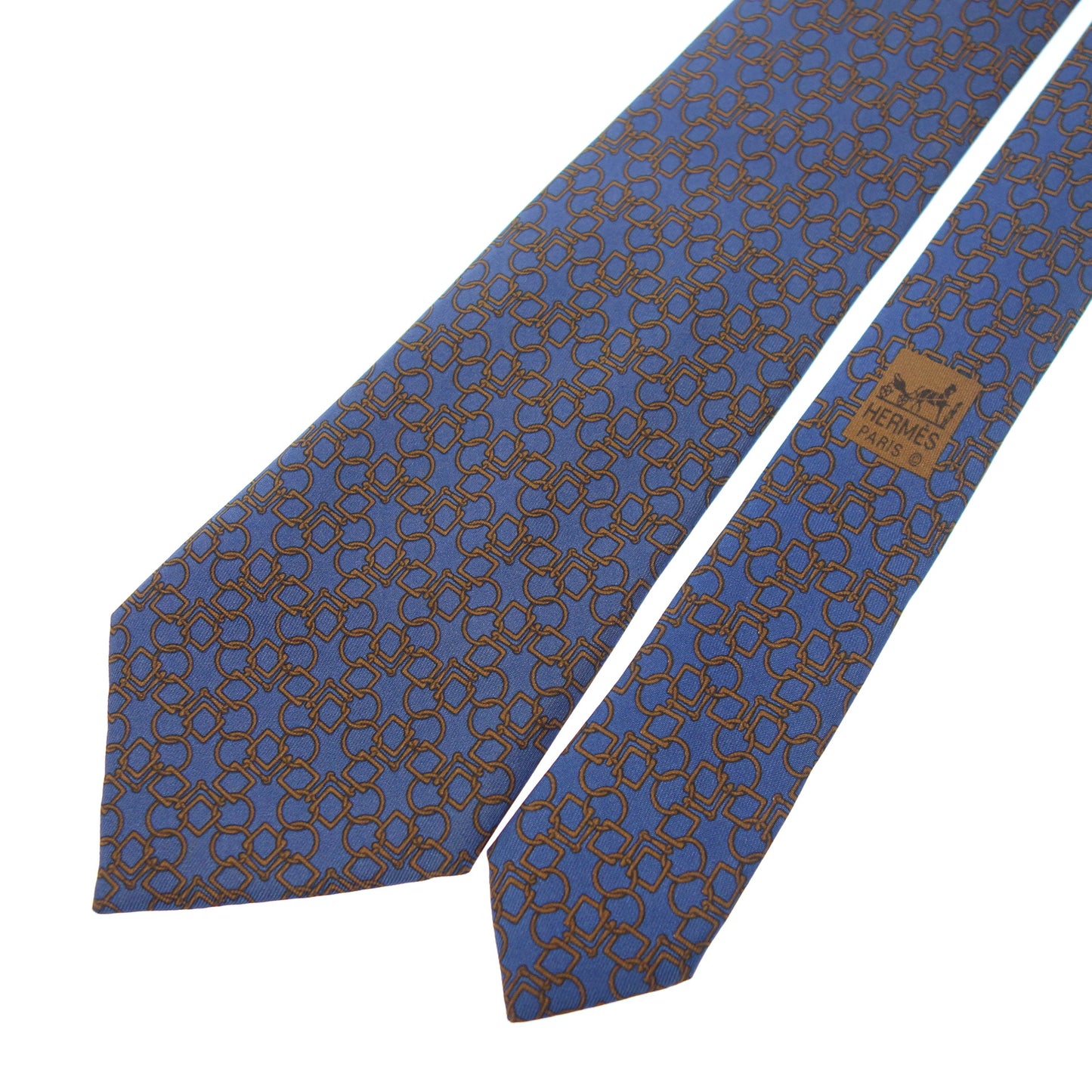 Hermes tie all over pattern 100% silk blue HERMES [AFI7] 