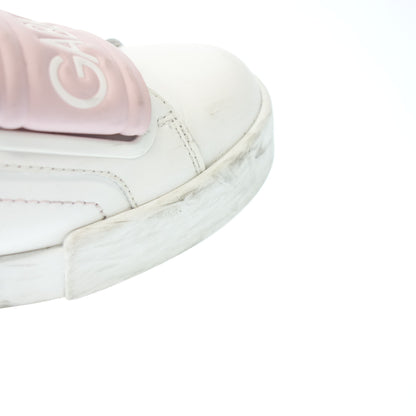 状况良好◆Dolce &amp; Gabbana 皮革运动鞋魔术贴徽标女式白色 x 粉色 尺码 37 DOLCE &amp; GABBANA [AFC14] 