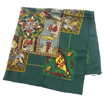 美品◆エルメス カレ90 スカーフ シルク LE TAROT タロットカード 緑 HERMES【AFI22】