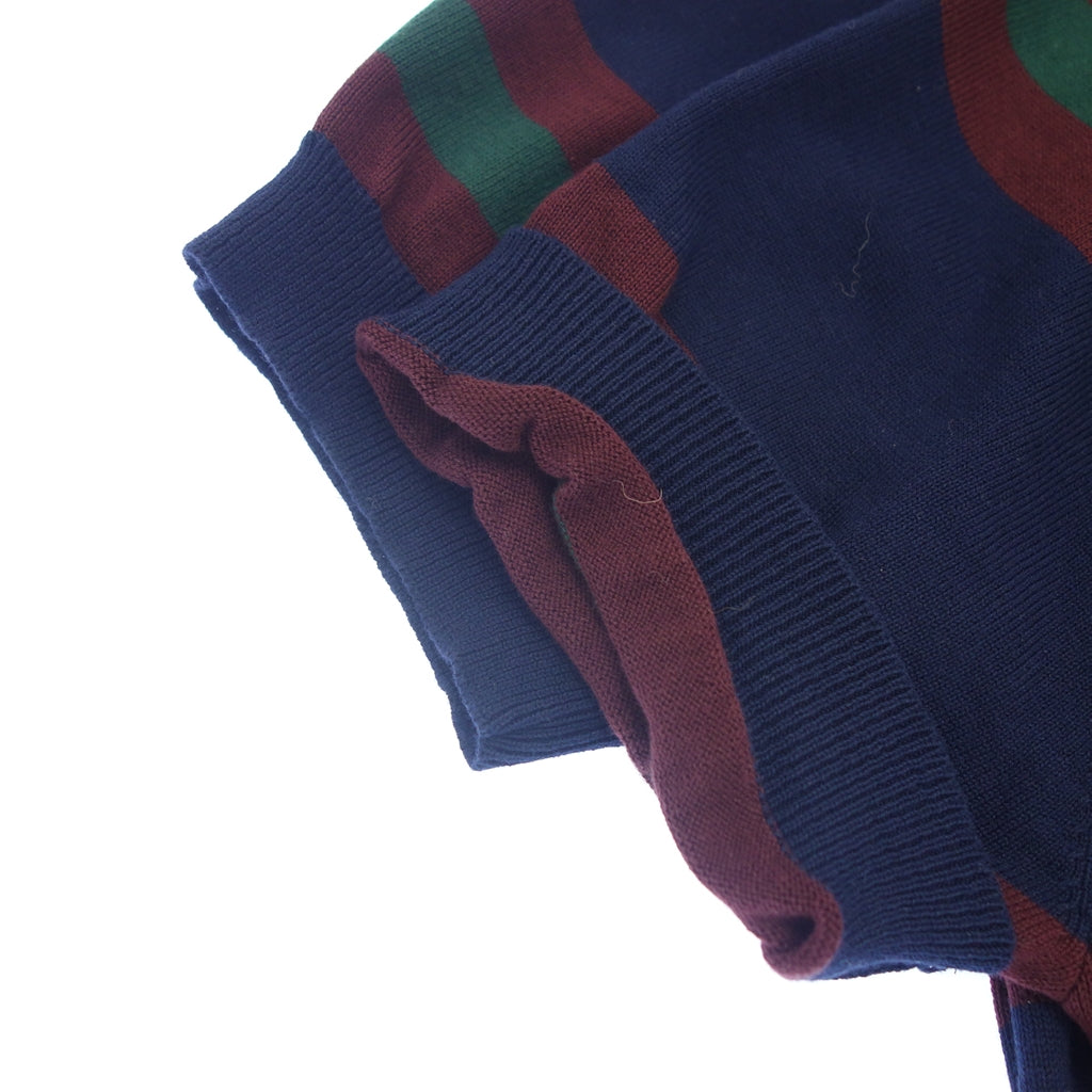 Used Noah short sleeve border tops cotton men's blue red green size L NOAH [AFB29] 