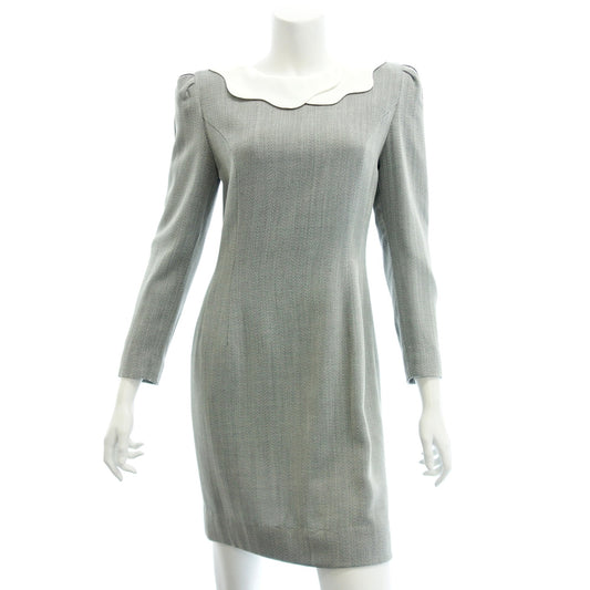 Used ◆YUKITRII Collared Dress Long Sleeve Wool Women's 9 Gray YUKITRII [AFB19] 