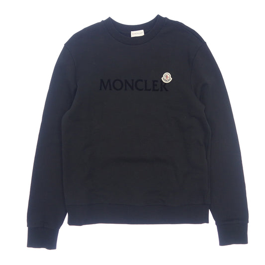 美品◆モンクレール スウェット MAGLIA GIROCOLLO 22AW ロゴ ワッペン付き メンズ ブラック サイズM MONCLER【AFB41】