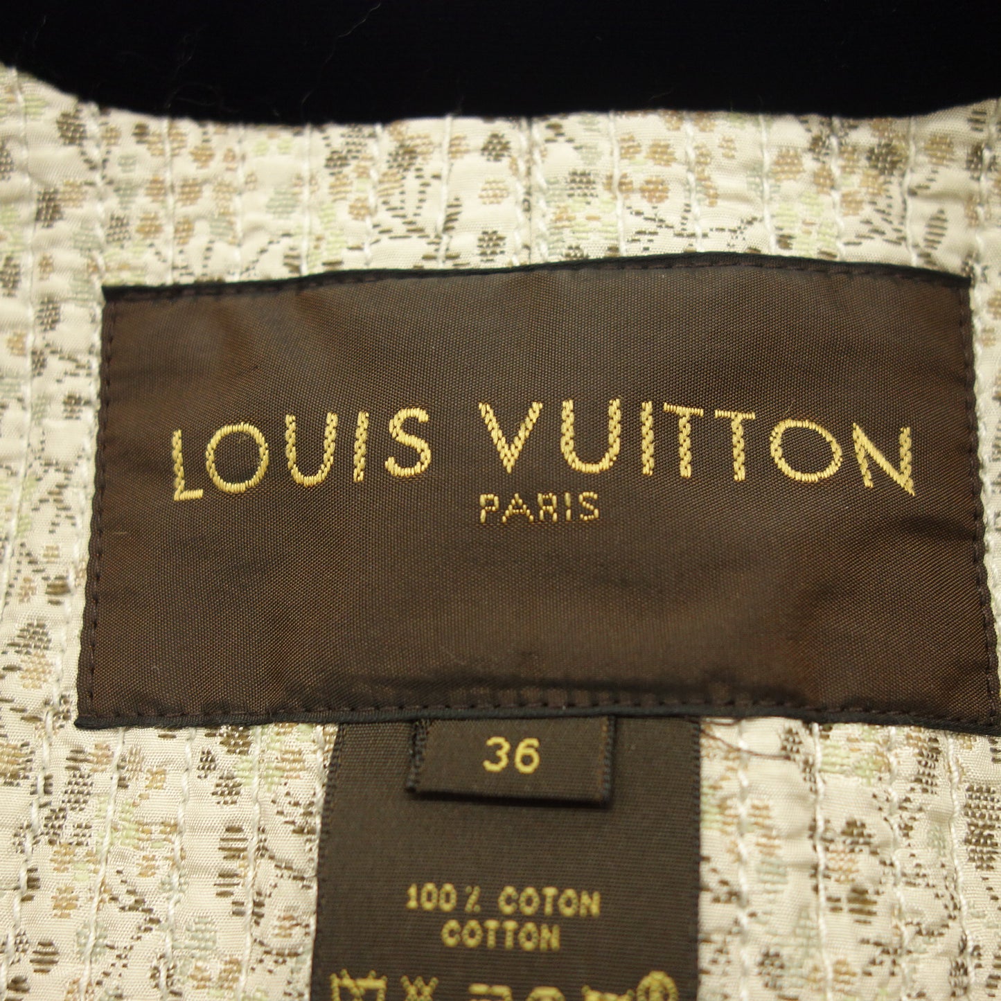 極美品◆ルイヴィトン テーラードジャケット コットン レディース ブラック 36 Louis Vuitton【AFB16】