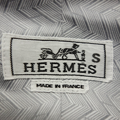 美品◆エルメス 長袖シャツ セリエボタン 総柄 サイズ42 メンズ グレー HERMES【AFB38】