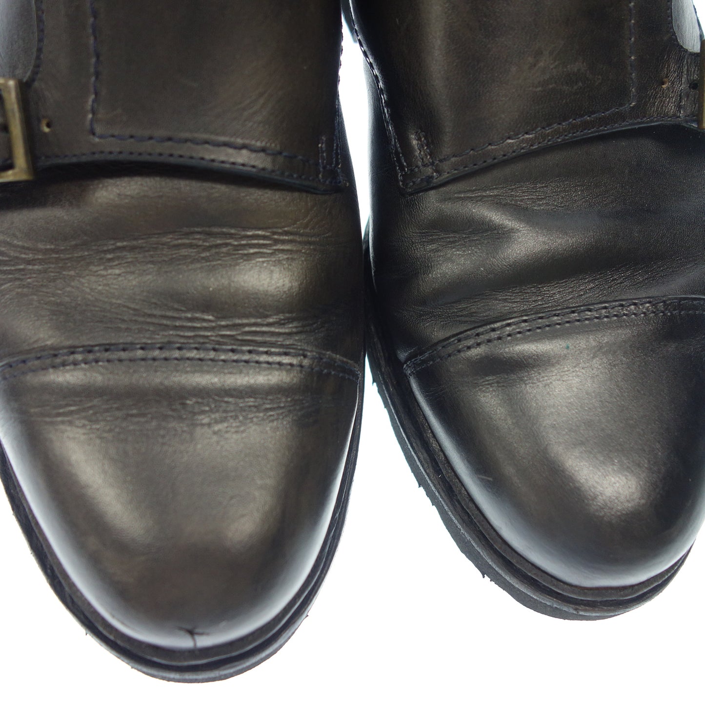 Used Paraboots Leather Shoes Double Monk William Men's Black Size 6 Paraboot [AFD8] 