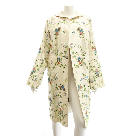 Used Dolce &amp; Gabbana Silk Coat Sequin Bead Embroidery Floral Pattern Ladies 38 White DOLCE&amp;GABBANA [AFB3] 