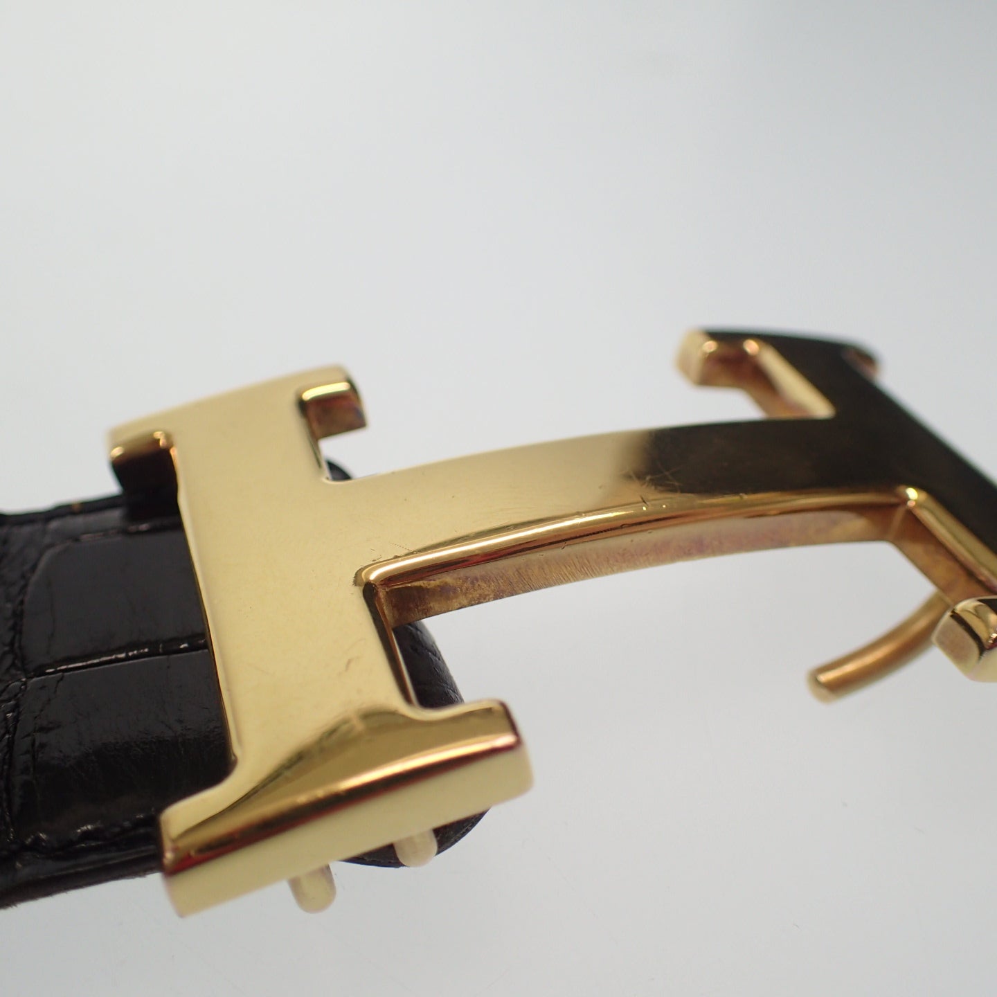 Hermes H belt crocodile gold hardware 〇C engraved HERMES [AFI18] [Used] 