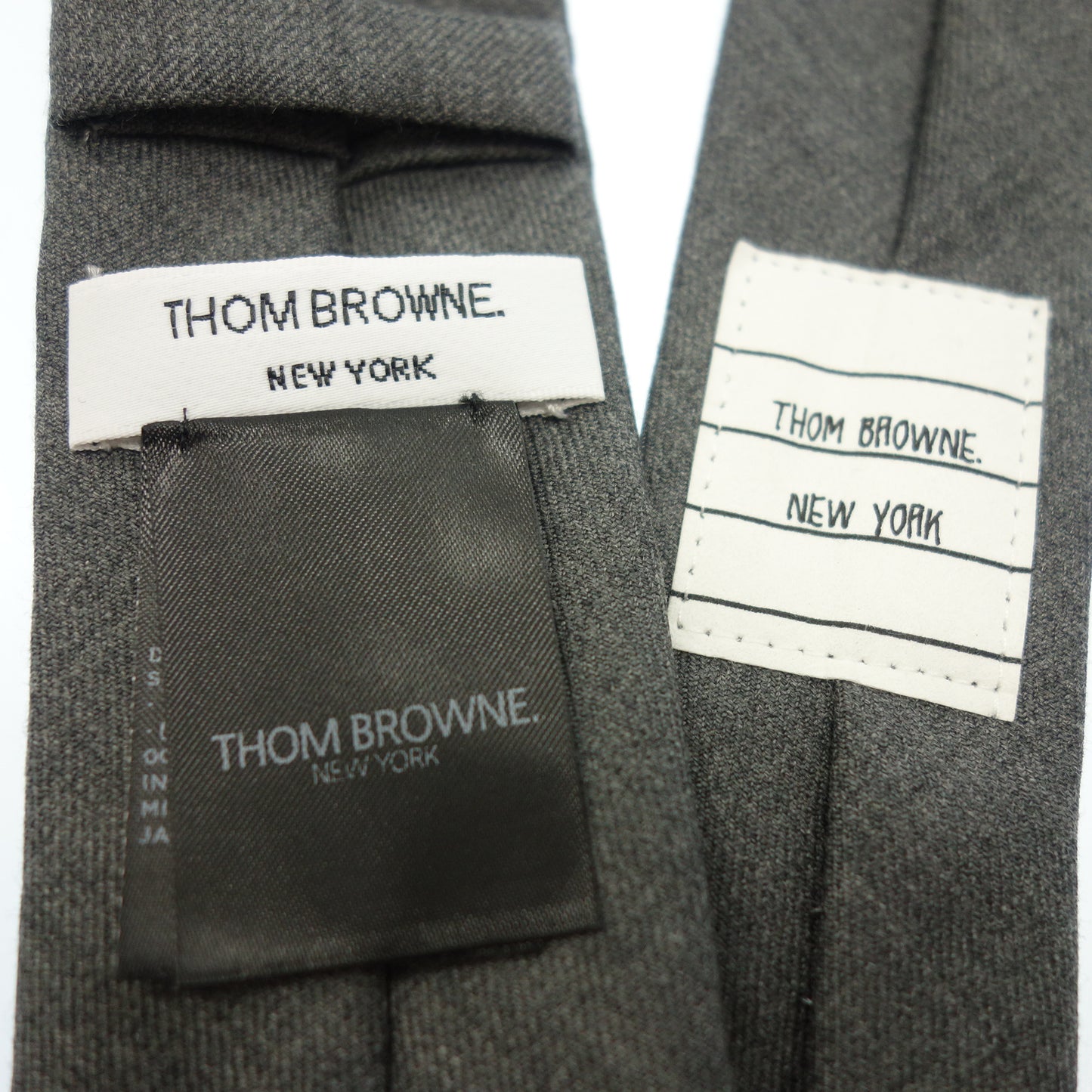 極美品◆トムブラウン ネクタイ トリコロール ウール グレー THOM BROWNE【AFI16】