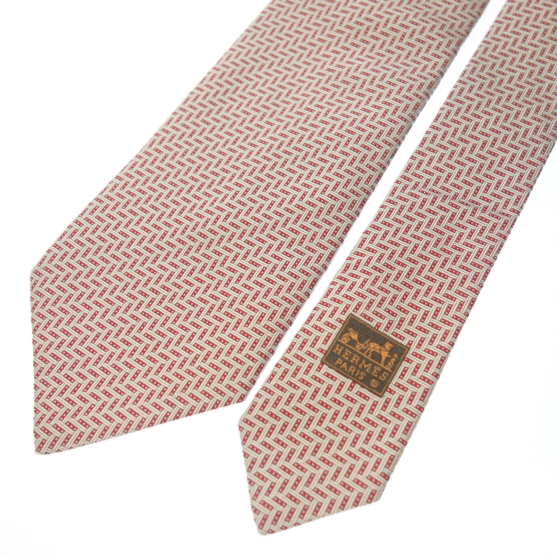 新品同様◇エルメス ネクタイ シルク 総柄 赤系 HERMES【AFI3