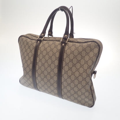 中古◆グッチ GGスプリーム ブリーフケース ビジネスバッグ 201480 ブラウン系 GUCCI【AFE12】