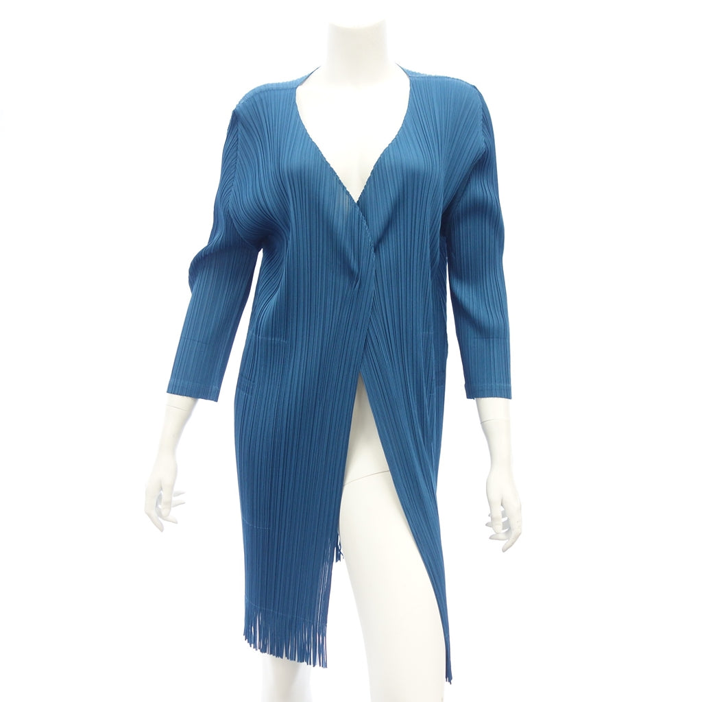 Very good condition ◆ Pleats Please Fringe Long Cardigan Women's Blue Size 2 PP71-JA793 PLEATS PLEASE [AFB29] 