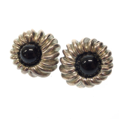 Used◆Tiffany earrings flower STERLING onyx SV925 silver Tiffany&amp;Co. [AFI12] 