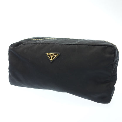 Used ◆Prada Multi Pouch Round Zip Gold Hardware Triangle Logo Nylon Black PRADA [AFE2] 