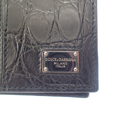 極美品◆ドルチェ&ガッバーナ 二つ折り財布 型押し レザー ブラック  DOLCE＆GABBANA【AFI16】