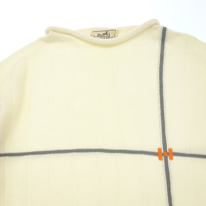 Used ◆Hermes knit sweater roll neck wool men's white size L HERMES [AFB32] 