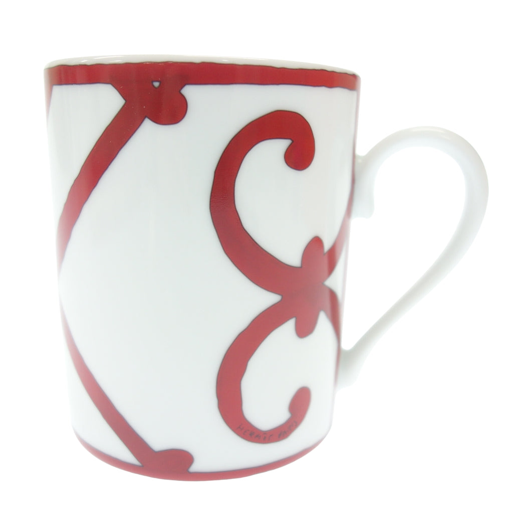 Like new◆Hermes Mug Gadalquivir Red x White Pottery with box HERMES [AFI23] 