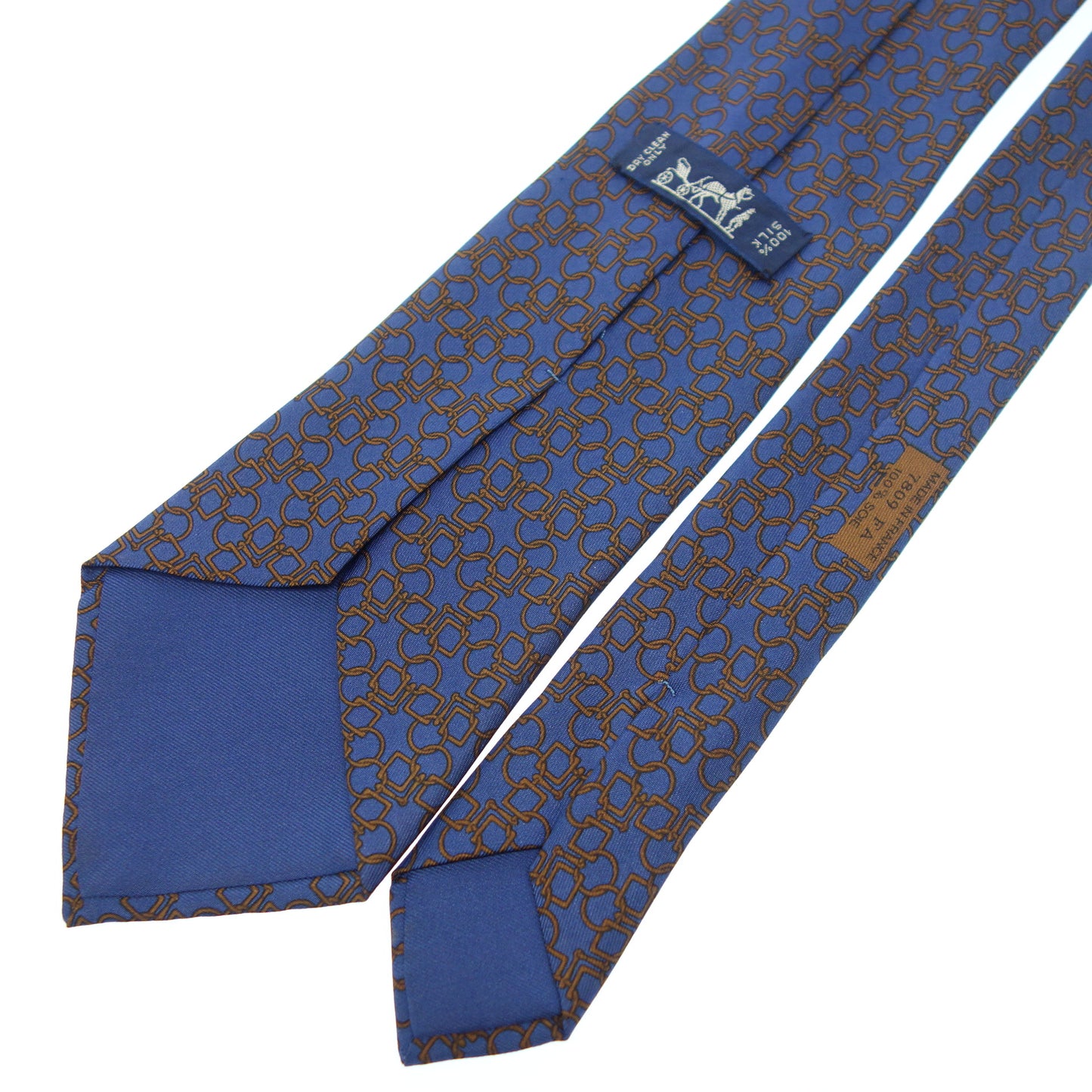 Hermes tie all over pattern 100% silk blue HERMES [AFI7] 