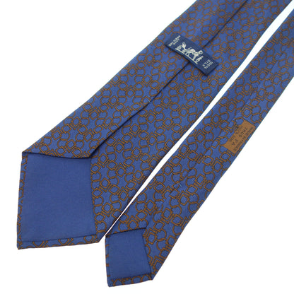 Hermes tie all over pattern 100% silk blue HERMES [AFI7] 