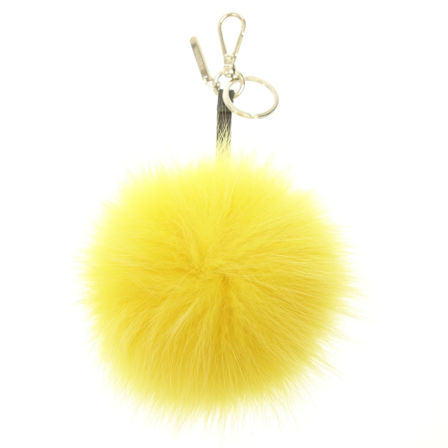 Good condition ◆Fendi Pom Pom Charm Keychain Fur Leather Yellow FENDI [AFI18] 