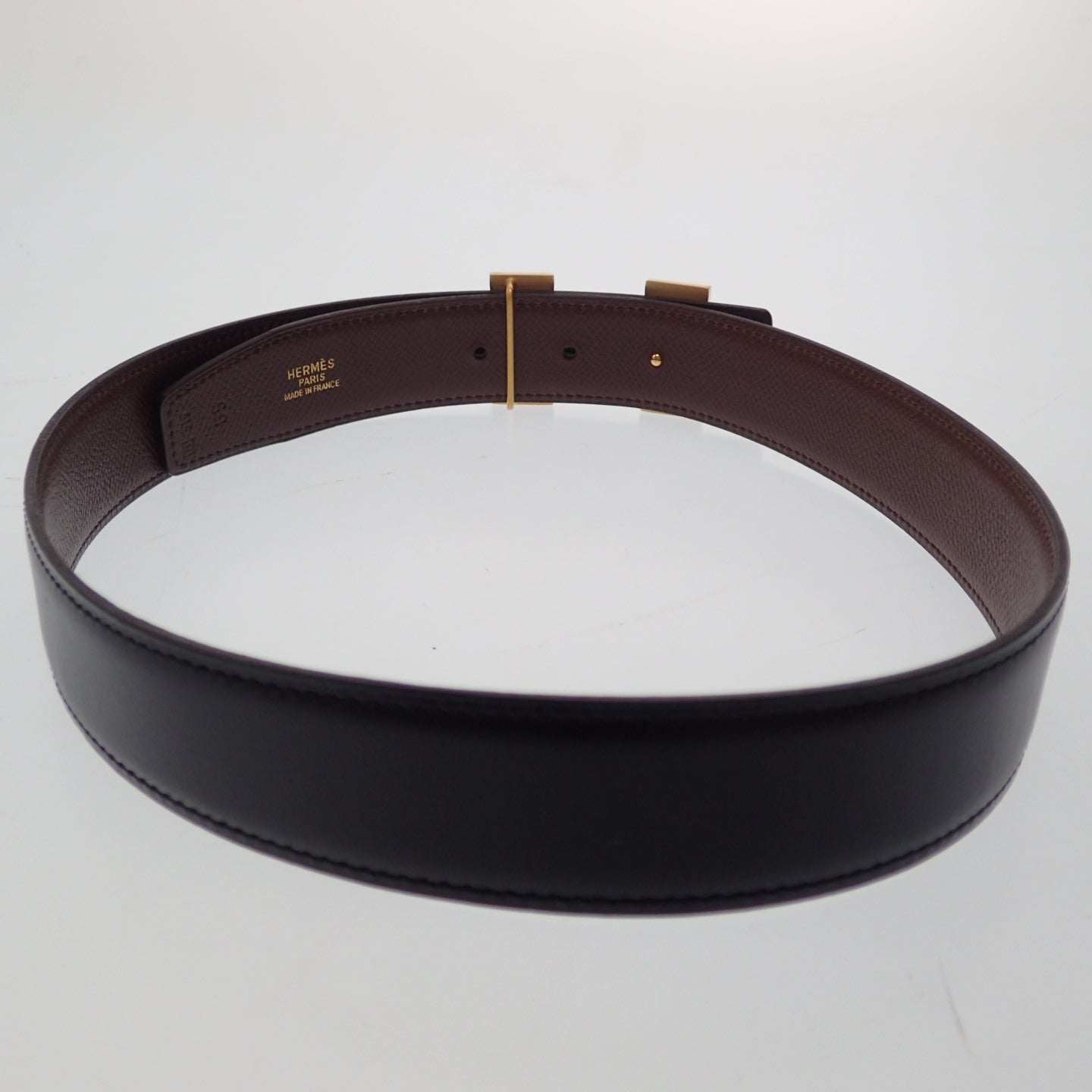 Hermes leather belt H metal fittings Gold metal fittings □B engraved HERMES [AFI10] [Used] 