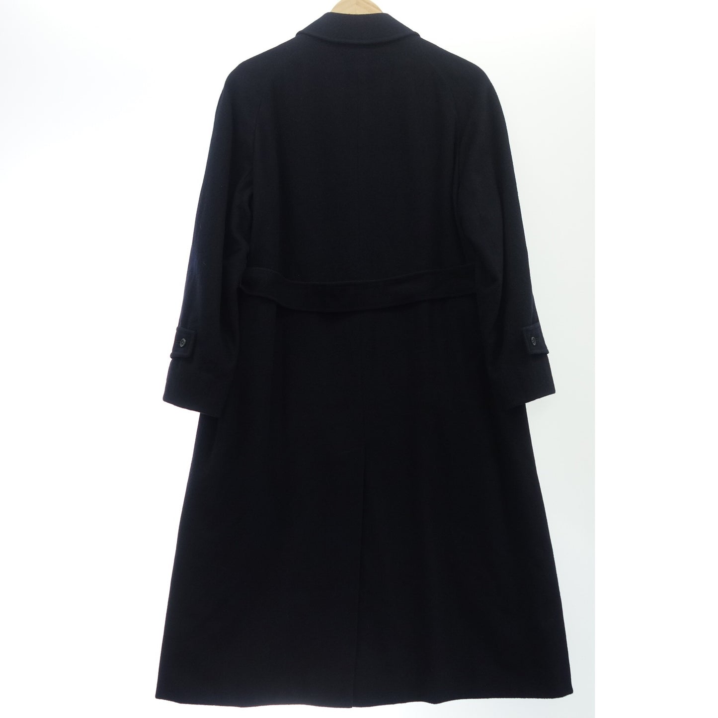 Good Condition ◆ Aquascutum Stainless Steel Collar Coat Belted Pure Cashmere Women's Black Aquascutum [AFA18] 