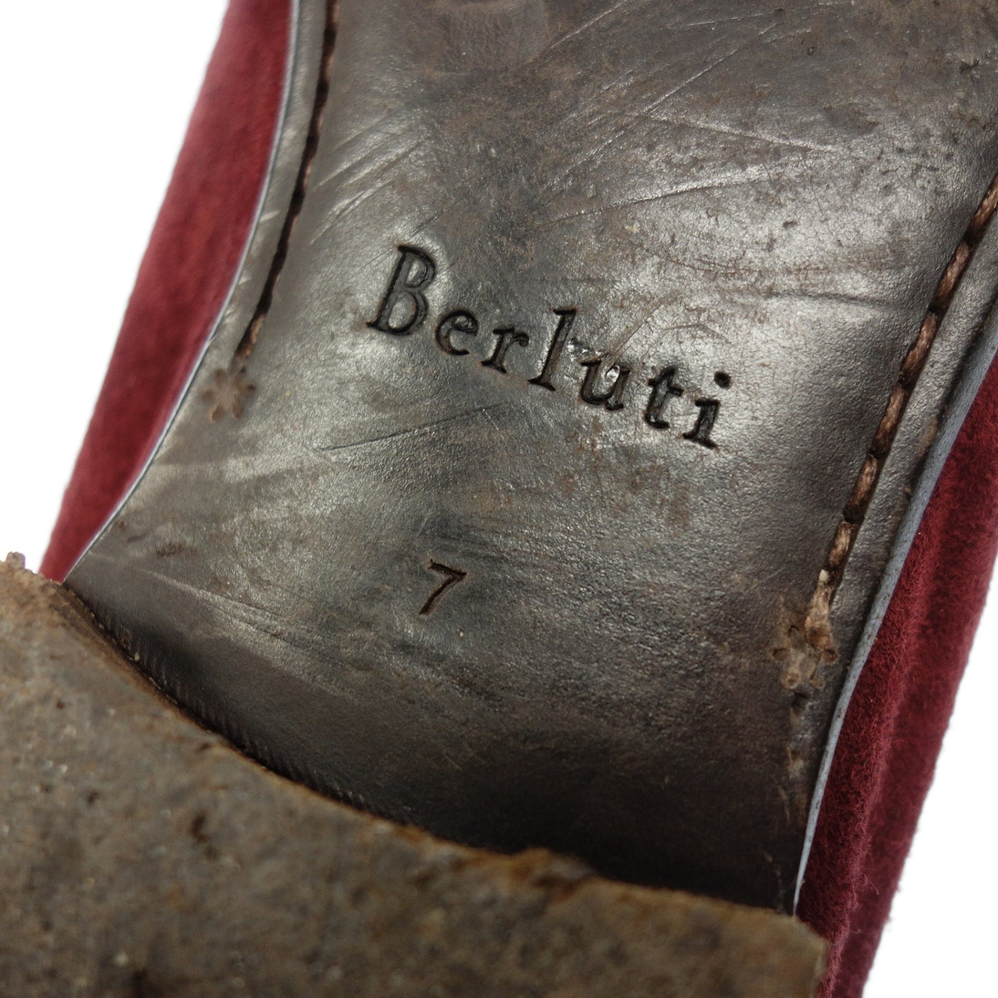 Good condition◆Berluti loafers slip-on suede leather men's size 7 red Berluti [LA] 