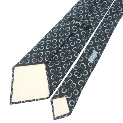 Used ◆Hermes tie horseshoe all over pattern silk navy HERMES [AFI5] 