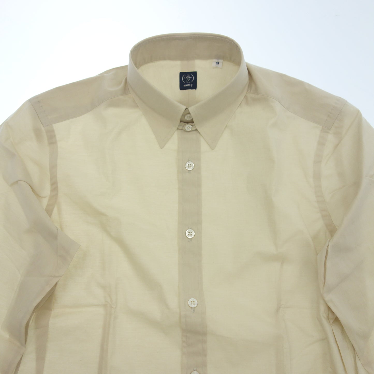 Very good condition ◆ BEAMS F shirt long sleeve cotton men's beige size 15 1/2 39 BEAMS F [AFB36] 