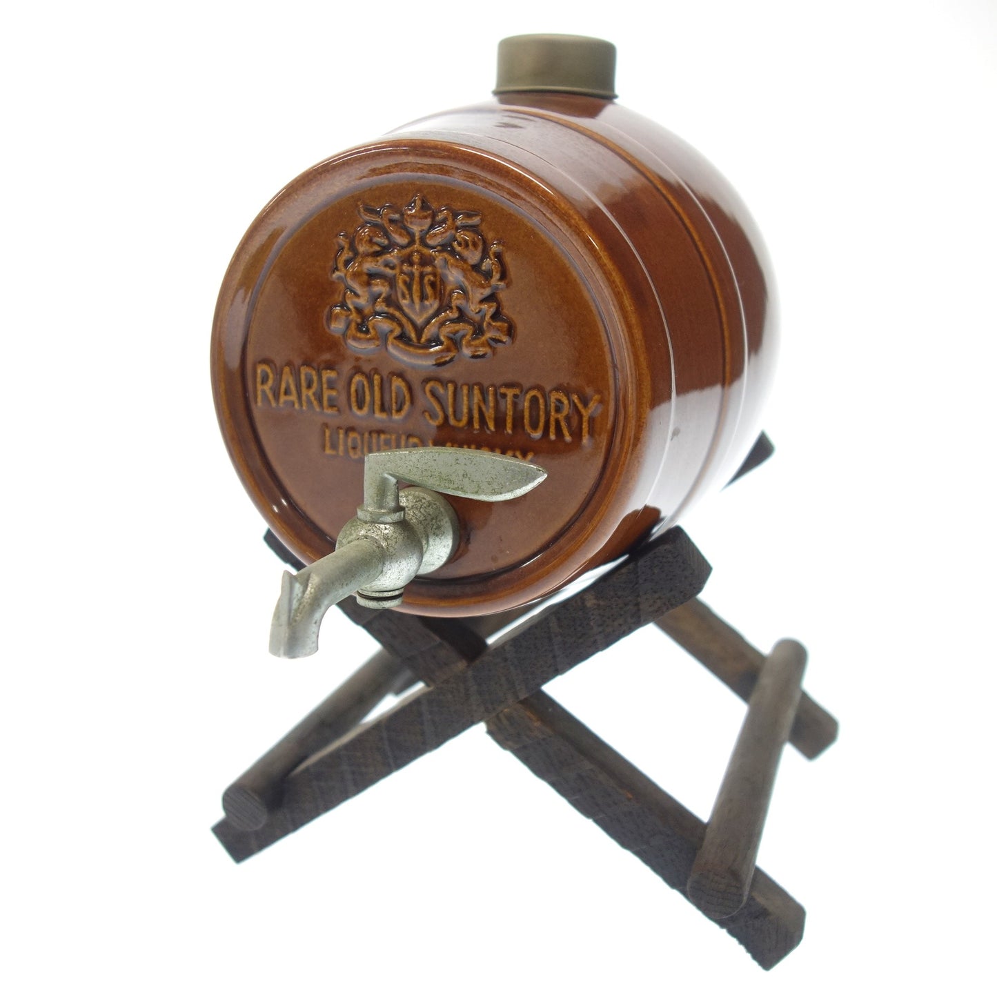 Suntory KOTOBUKIYA pottery barrel display with stand SUNTORY [AFI23] [Used] 