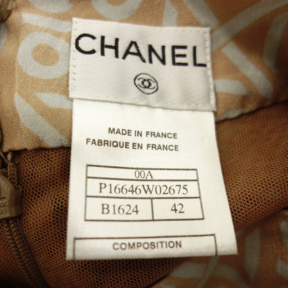 Beautiful item ◆ CHANEL silk skirt 00A all over pattern size 42 beige x blue ladies CHANEL [AFB43] 