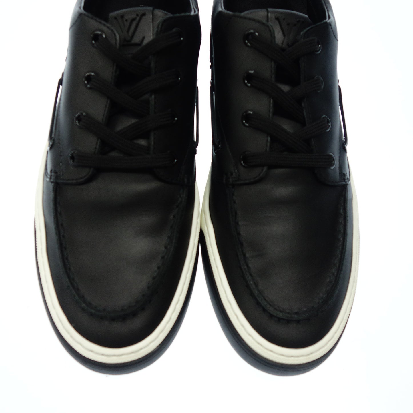 Good condition◆Louis Vuitton leather sneakers GO0163 Men's 8 Black LOUIS VUITTON [AFD2] 